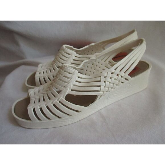 Vintage Womens Sandals 9 US 26 mexico Sandak Molded Rubber White Isabel NOS - Picture 3 of 10
